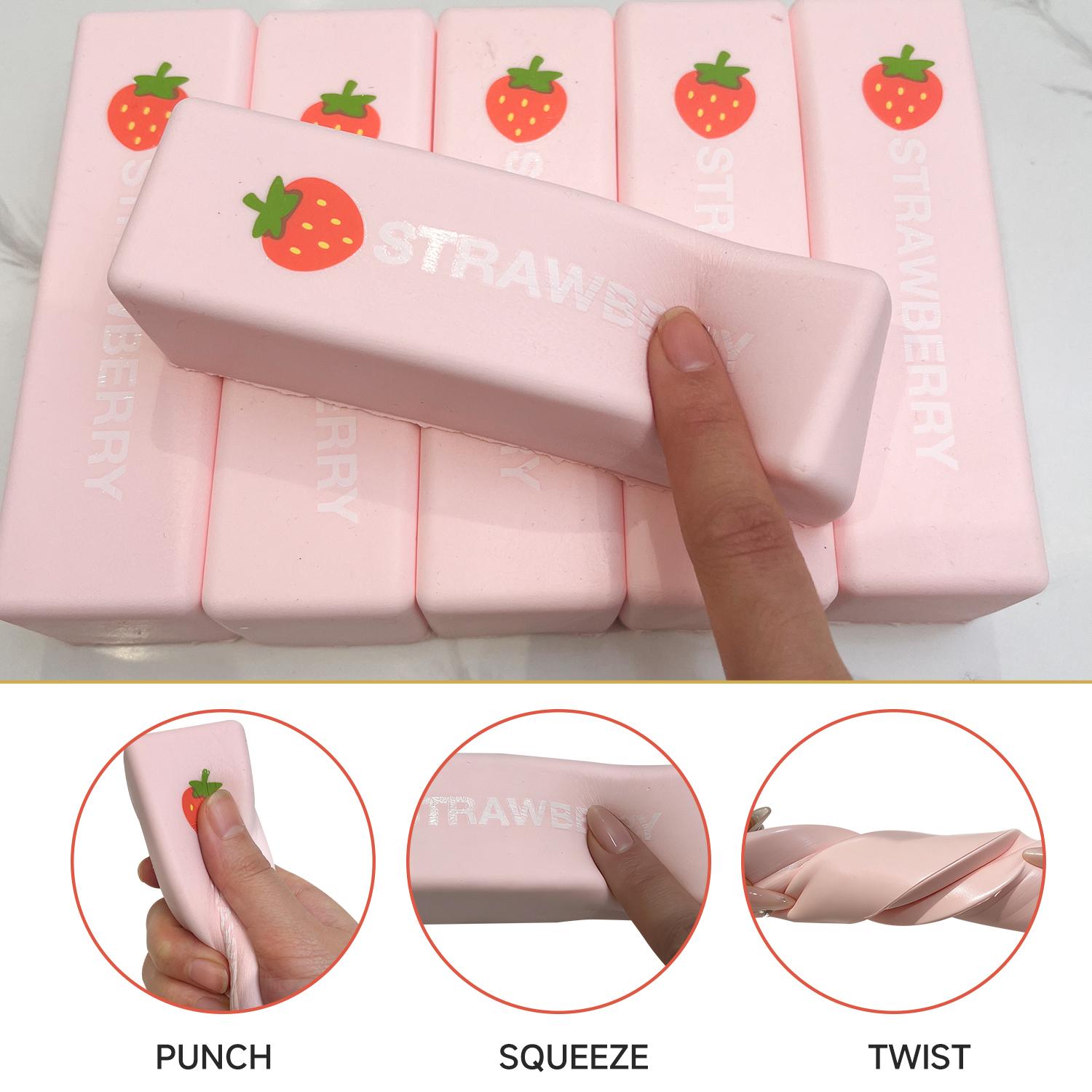 

Strawberry Butter Stick Squishy Toy, Slow Rising PU Squeeze Toy for Anxiety Relief United States