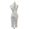 Women's Plus Size Halter Bow Backless Evening Gown - Sleeveless, High Waist, Slimming Dress
