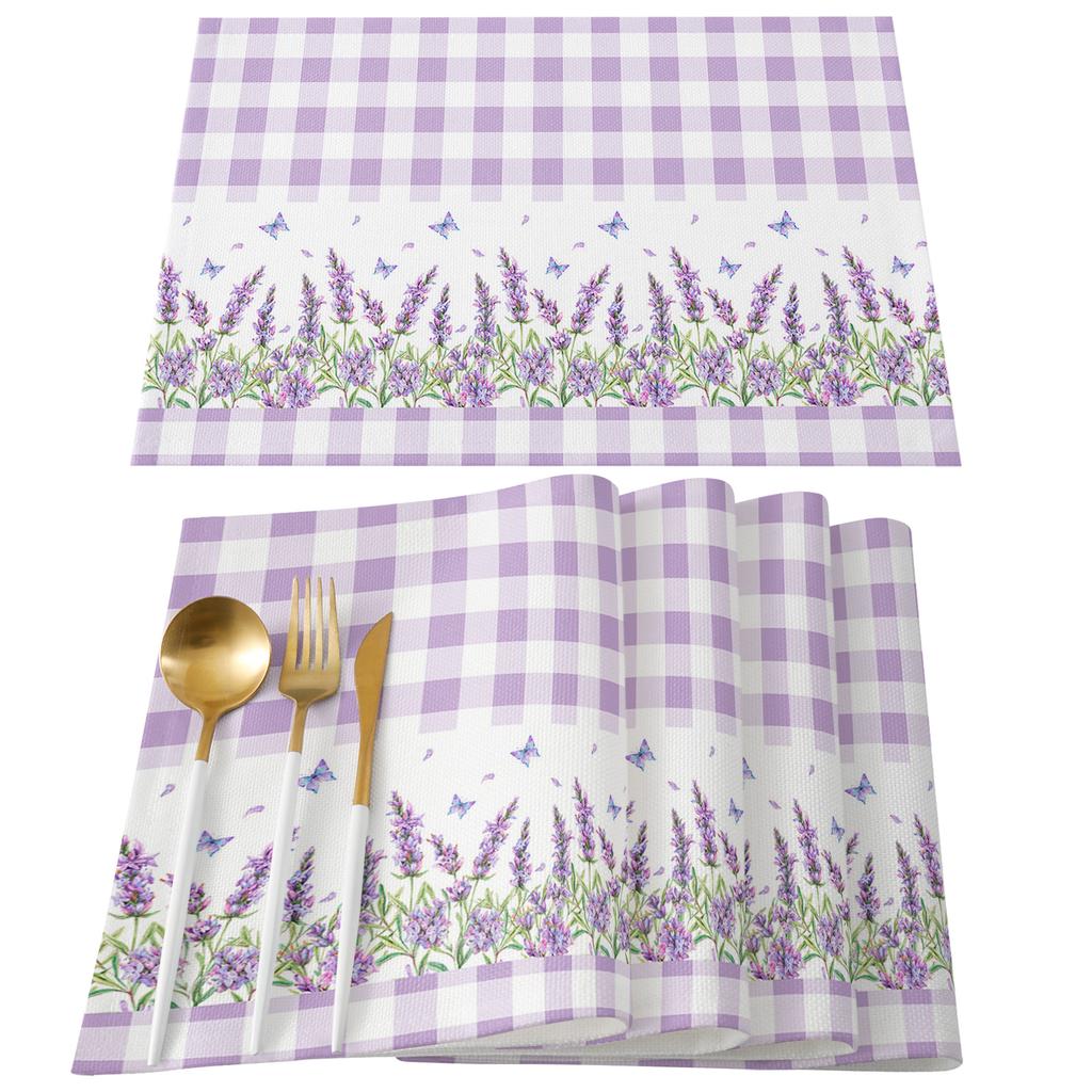 Purple Lavender Flower Butterfly Waterproof Tablecloth Wedding Party Dining Kitchen Decoration Rectangular Table Cover
