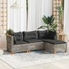 VidaXL Garden Lounge Set 4 Pcs with Grey Cushions Wicker 3261783