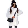 Chaqueta de piel sintética de otoño e invierno para mujer, abrigo con cuello de traje grueso, abrigo de manga larga de Color sólido
