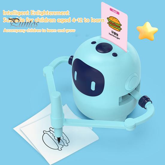 Kids Automatic Drawing Robot Toy with 100 Cards Interactive Educational Painting Robot Learning Toy Teaching Aid Toddlers Boys Girls Gift