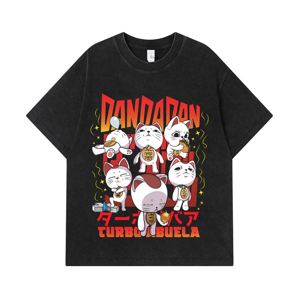 275 GSM Washed T-shirts 100% Cotton Dandadan V30 Turbo Granny Print Unisex Heavy Cotton T Shirt