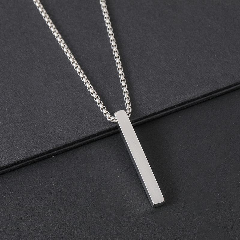 Engraved Stainless Steel Cubic Pillar Necklace – Festival Gift with Laser Color Printing