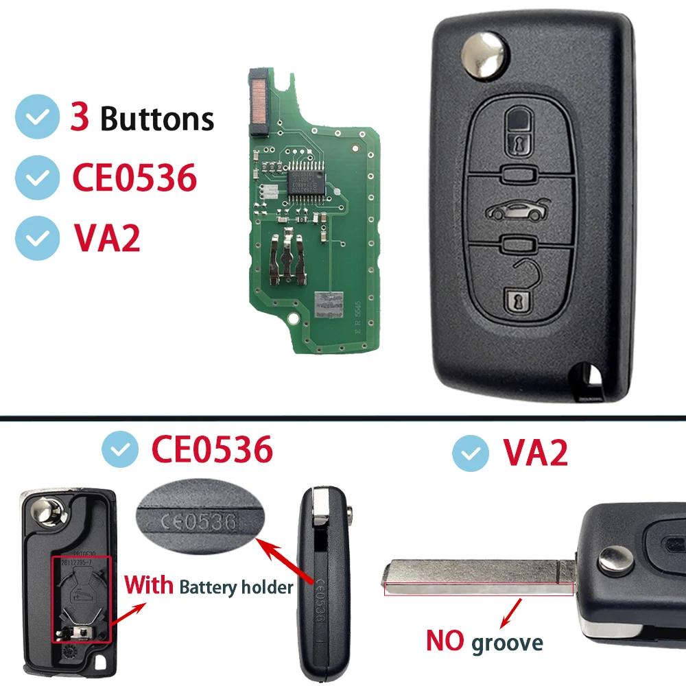 ASK FSK For Citroen C2 C3 C4 C5 C6 Xsara Berlingo For Peugeot 207 307 308 407 607 807 HU83 VA2 CE0536 CE0523 Flip-fjernkontroll bilnøkkel