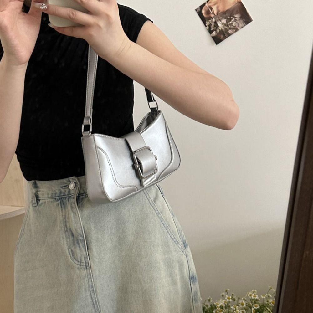

Shoulder Bag Retro Underarm Bag Purse PU Handbag Portable Outdoor бежевий