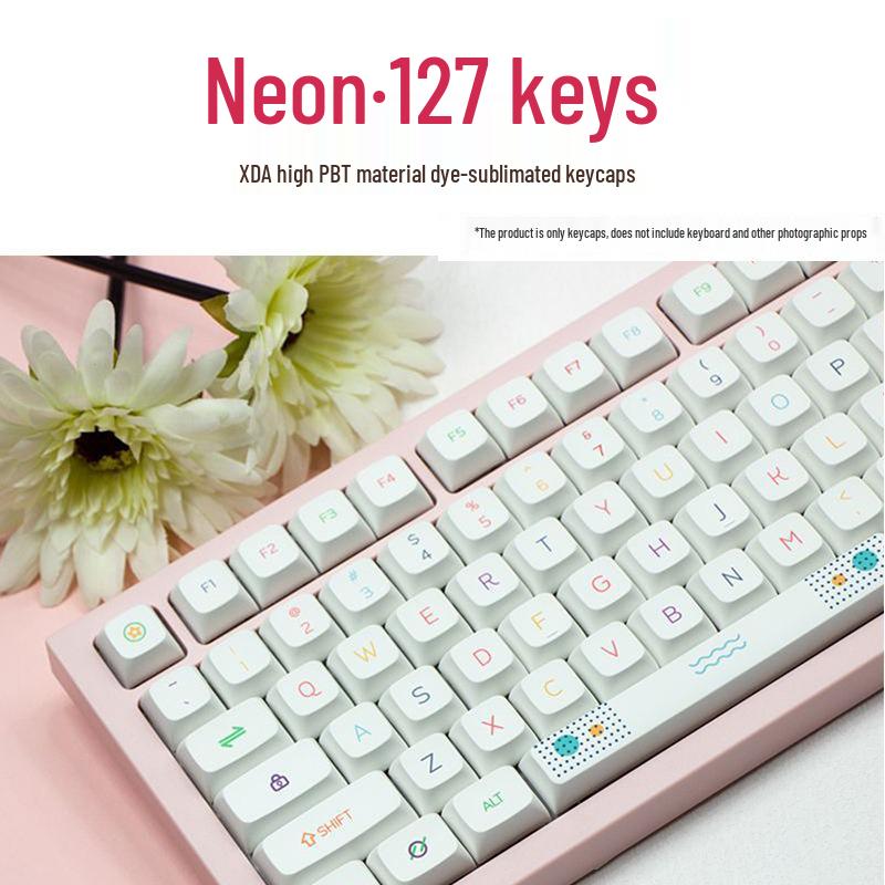 

Neon Theme XDA Keycaps: 127-Key Full Set, Dye-Sublimated, with Thai/English/Korean.