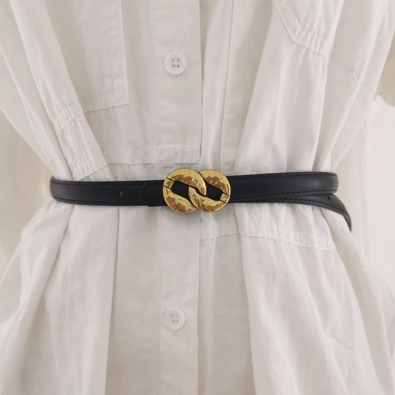 Genuine Leather Womens Waist Belt For Dresses And Coats With Silver Alloy Buckle For Casual And Office Wear