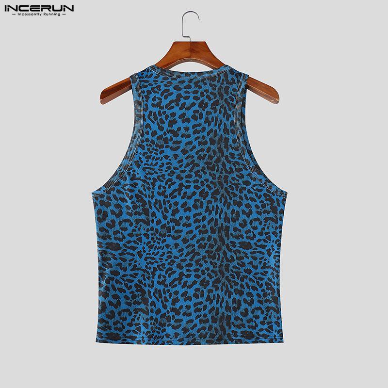 INCERUN Men Sleeveless Print Casual Fitted Tank Tops Sport Gym Basic Vest