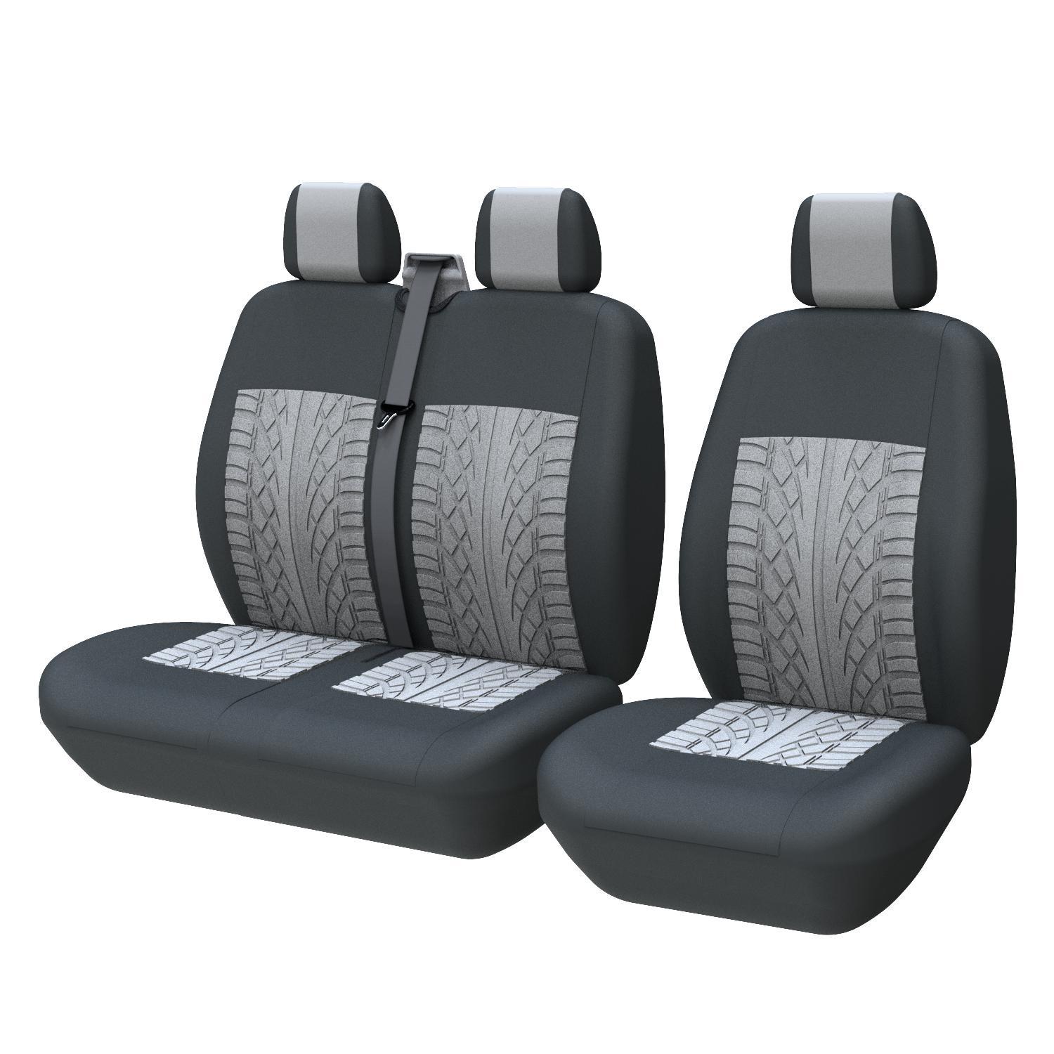 

1 + 2 чехлы на автомобильные сиденья в полоску для Iveco Daily для 2 + 1 Ford Transit для Sprinter 02 для Opel Vivaro серый