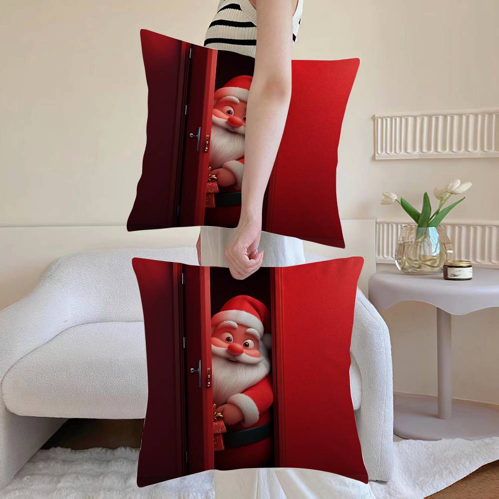 Santa Claus Pillow Case Sofa and Living Room Decorative Cushion Covers Dust-proof and Mite-proof Invisible Zipper