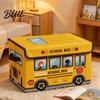 Soft Fabric Toy Safety Lid Box Foldable Bus Storage Chest School Treasure with And Reinforced