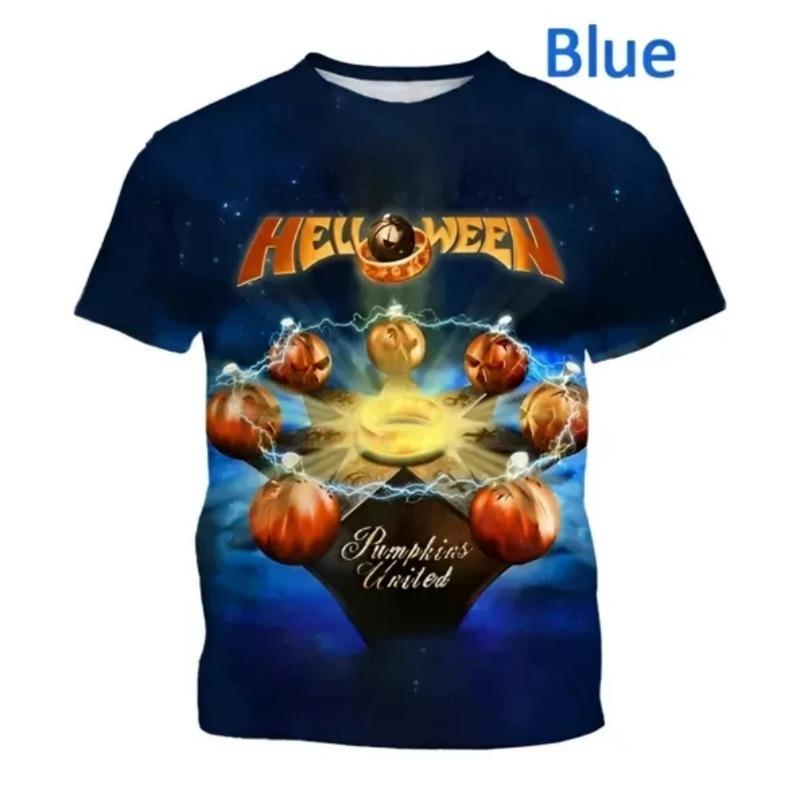 Men's T-Shirt Halloween 3D Print Cool Heavy Metal Rock Band Summer Men's Short-Sleeved Outdoor Casual Breathable Men's Clothing