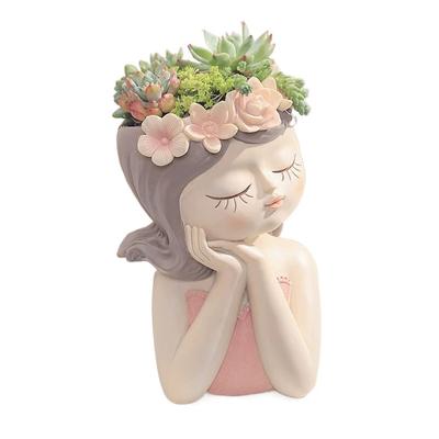 1/4 Adet Sevimli Peri Saksısı Reçine Figür Saksı Bitki İçin Saksı Masaüstü Ev Ofis Dekorasyonu İçin Reçine Süs