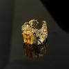 Medieval Hollow Ring High Sense Retro Haute Couture Temperament Versatile Colored Treasure Ring