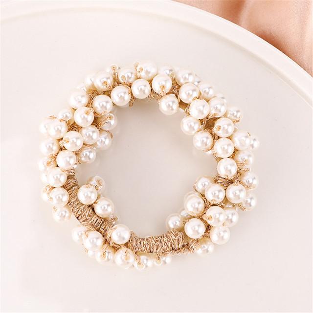 Elastici per capelli in cristallo Boho Elastici per capelli Scrunchies Corde per capelli con perle Perline Supporti per coda di cavallo Accessori per capelli per donne e ragazze