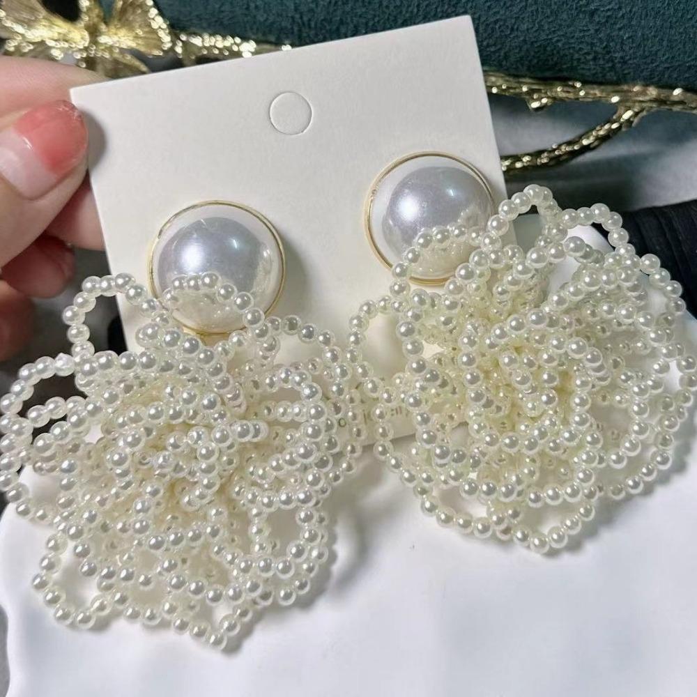 Boucles d'Oreilles Perles Artificielles Perles Boucles d'Oreilles Femme Accessoires Fait Main Clous d'Oreille Perle Exagérés Boucles d'Oreilles Pendantes Perle Vacances