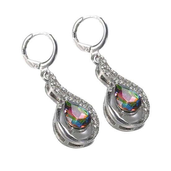 

Женские креативные полые серьги-капли с подвесками в виде радужных страз, инкрустированные Huggie серьги