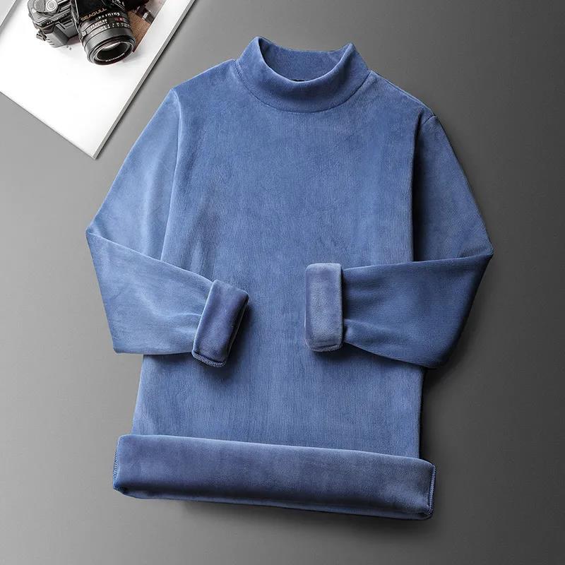 

Золотая бархатная нижняя рубашка с высоким воротником, мужская зимняя бархатная стеганая куртка, двусторонняя бархатная футболка со средней горловиной и длинными рукавами, свитер M