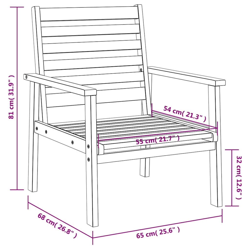 3 Piece Garden Lounge Set Solid Acacia Wood