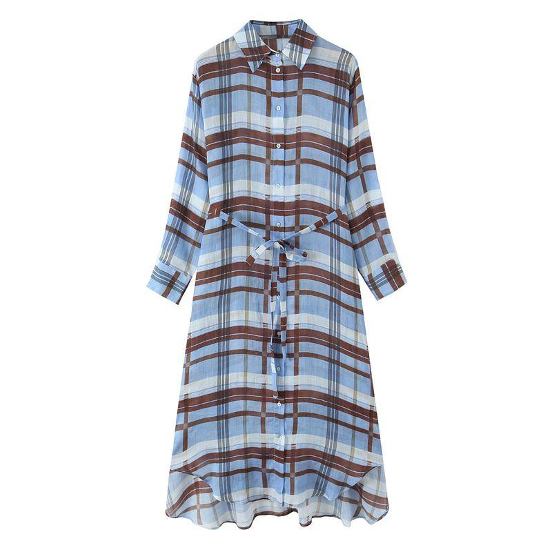 

Kaslead New Women clothes Western Style Fashion Simple Shirt Style Long Dress 8377036 Image color L