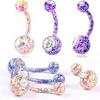 Body Piercing Jewelry Shiny Rhinestone Flower Dangle Button Belly Navel Ring Bar