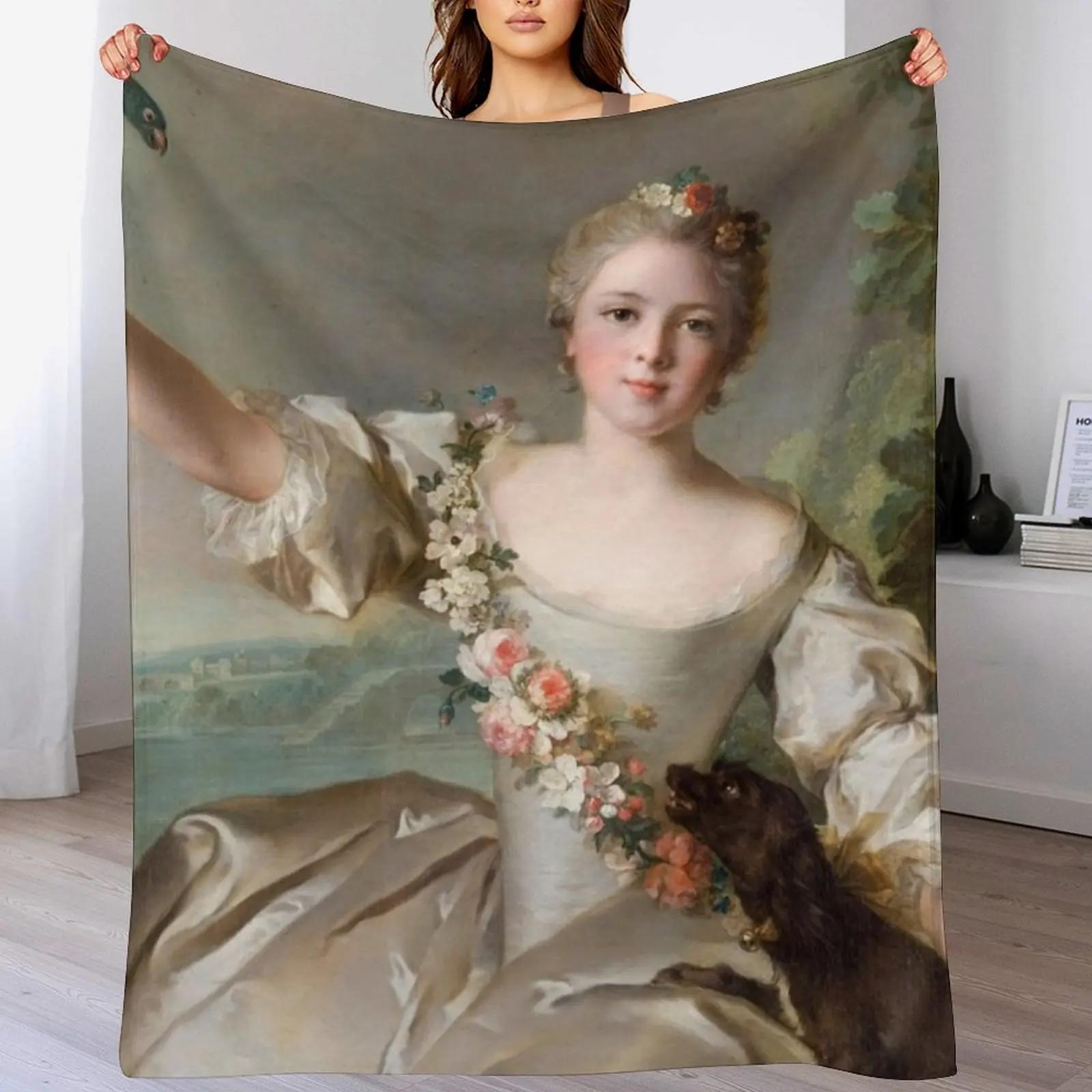 

Portrait de Mathilde de Canisy JeanMarc Nattier painting Throw Blanket All Season Soft Lightweight Blanket for Home 102x76cm(40x30in)