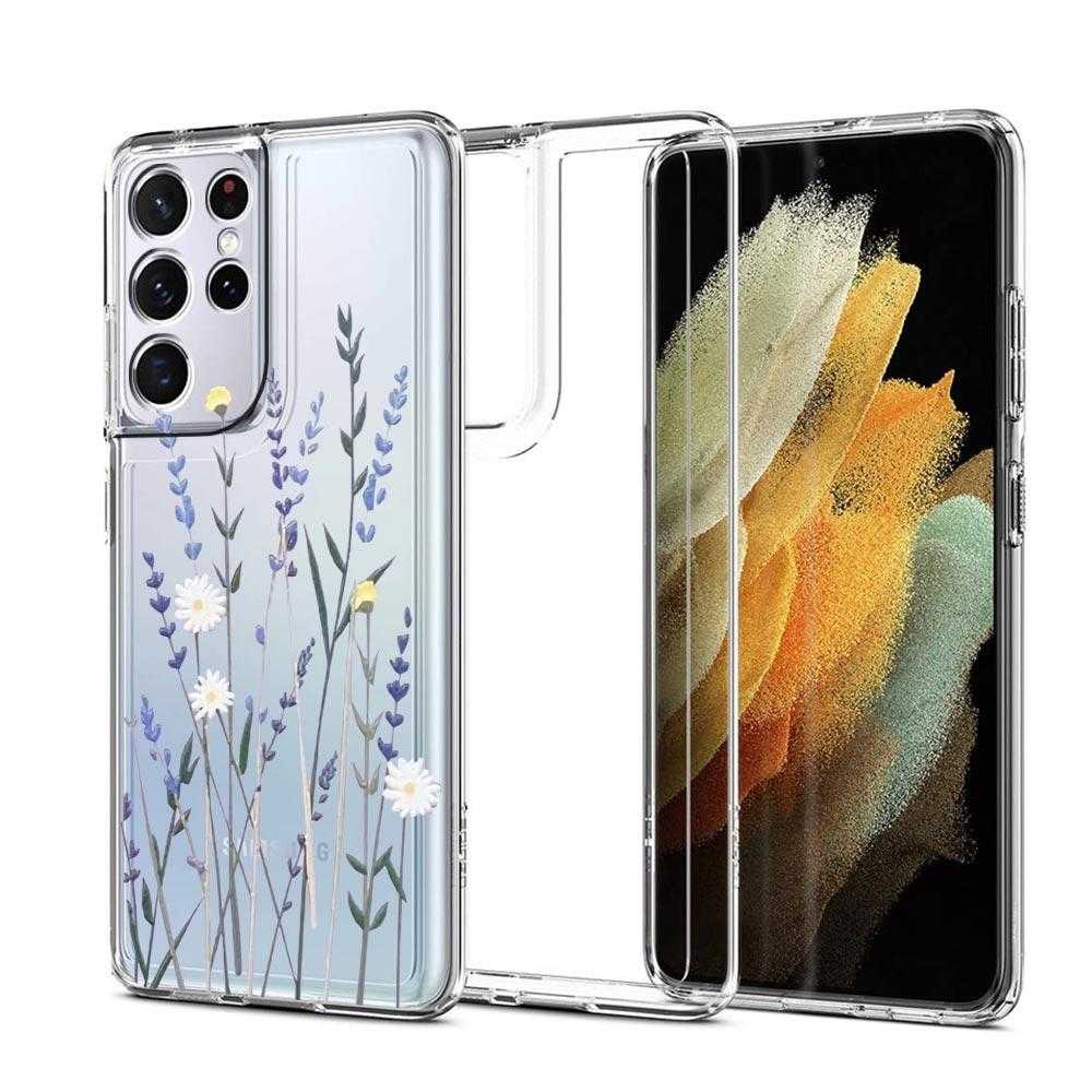 Vintage Sunflower Lavender Leaves Flower Phone Case For Samsung Galaxy S23 S22 Ultra S20 S21 FE 5G S10 S10E S9 S8 Plus 4G Cover