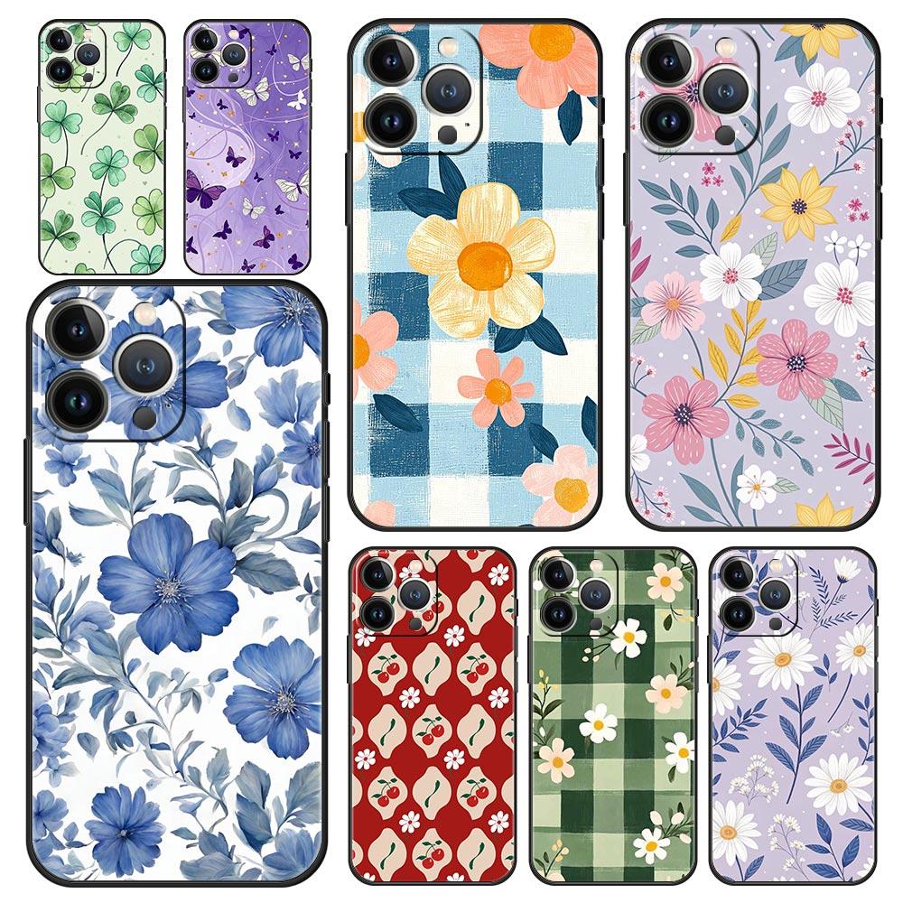 Phone Case For iPhone 17 16e 15 14 13 12 11 Pro Max SE 7 8 Plus Shell iPhone 16 Soft TPU Cover Stylish Flower Patterned Design