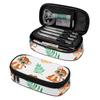 Pen Case Practical Large Storage Space 300D Polyester Smooth Zipper with Mesh Pocket Removable Divider and Pen Slots for Students