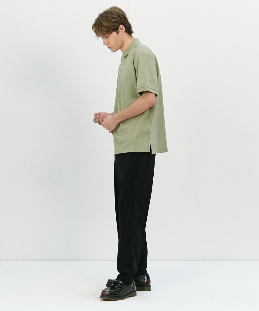 BASIC HOUSE Tr Spandex Loose Tapered Hidden Banding Slacks Lzpt3102