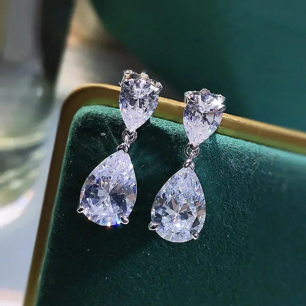 Zircon Oxide Temperament Earrings For Women Attending Banquets Fashion Mosonite Party Jewelry Personality Long Pendant