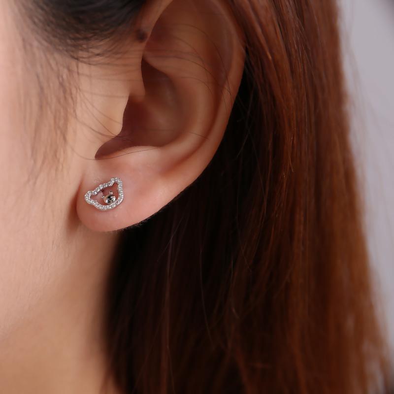 Diamond Hollow Bear Earrings for Women  Korean Style  Simple  Compact and Cute Earrings  New Style Trendy