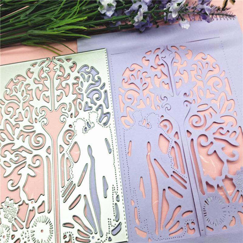 Deschide Închide Închidere dreptunghiulară Pastă de nuntă Șablon de metal pentru tăiere în relief pentru ștampile de hârtie DIY pentru albume de albume pentru decorarea artizanală în relief