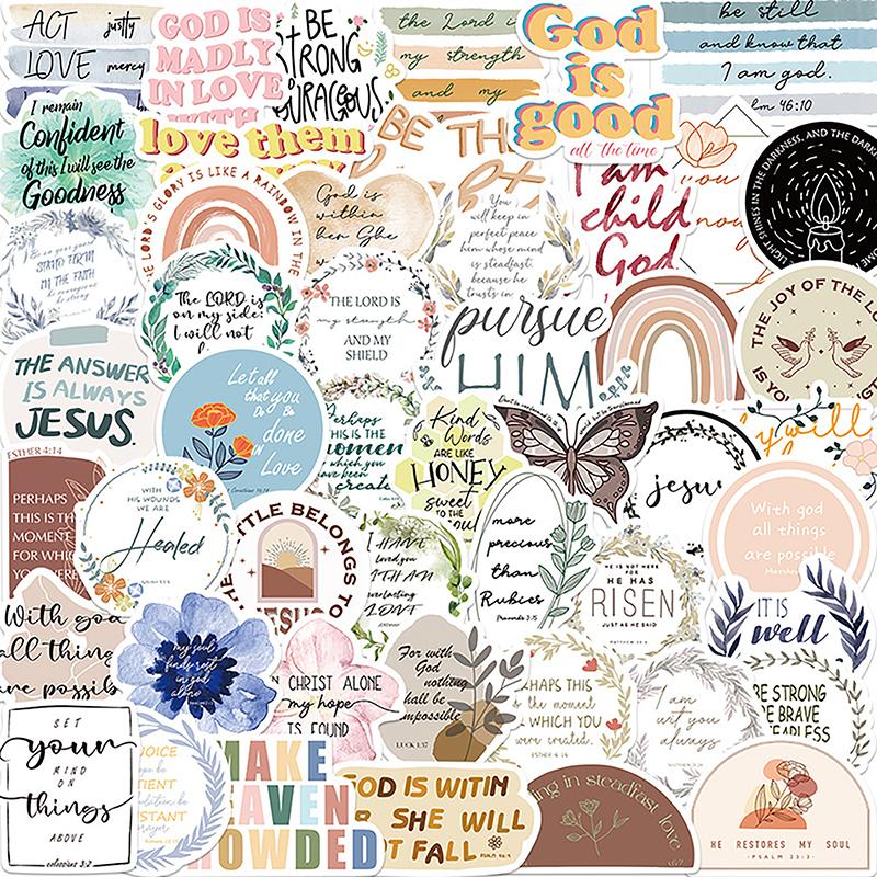 50Pcs Jesus Phrase Christians Religion Bible Stickers Skateboard Suitcase Graffiti Luggage Motorcycle Diy Bible Sticker