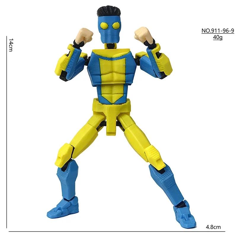 Creative 3D Printed Dummy13 Figure Blue Mask Design Multi-Joint Posable Shapeshift Model Desktop Decor Children's Birthday Gift