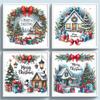 Christmas Cottage Full 14CT DIY Counted Cross Stitch Kits for Beginners Adults Home Decor Cross Stitch Embroidery Kits 40x40cm