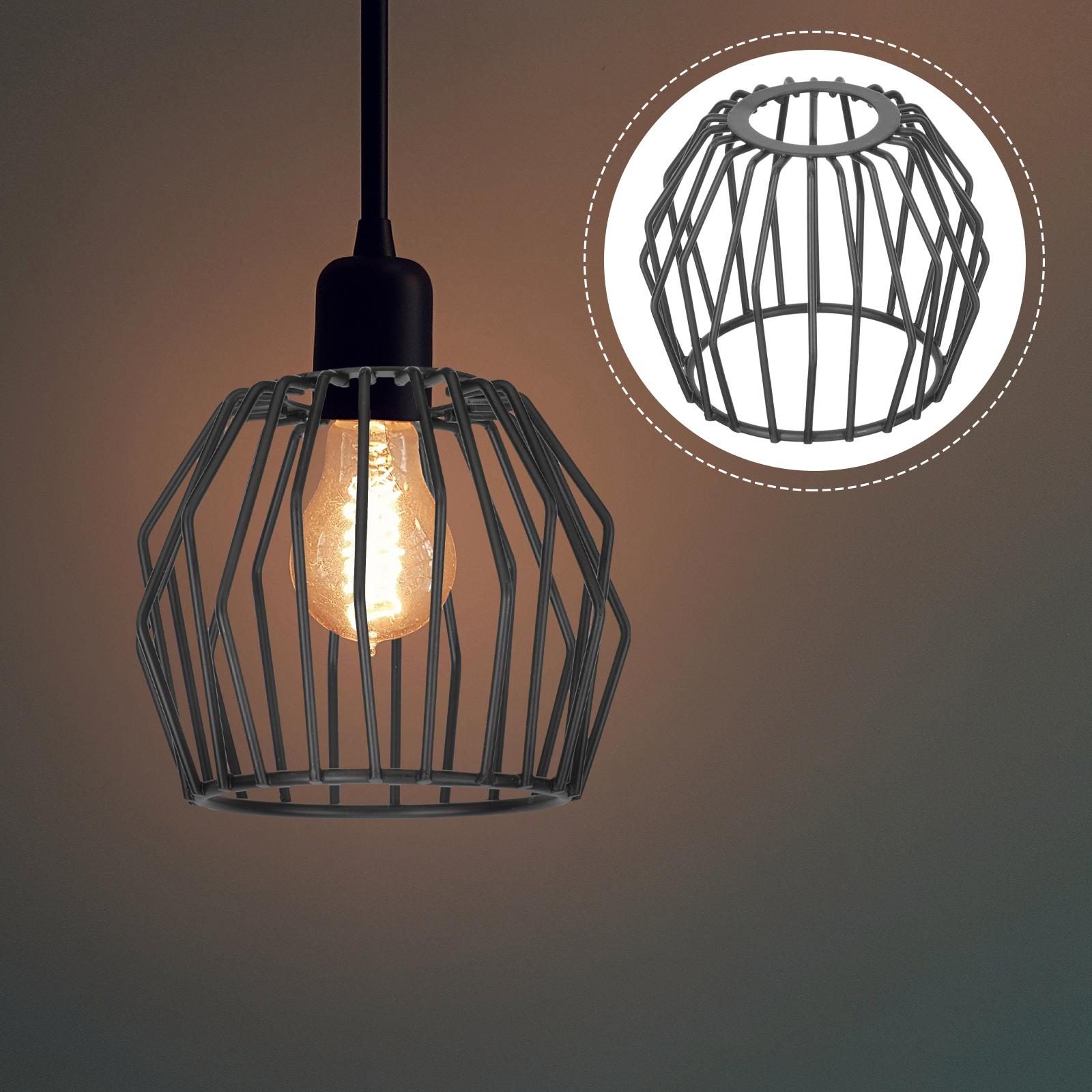 

Small Lamp Shade Frame Wrought Iron Lampshade Light Bulb Black Pendant Hanging Ceiling Fan LED Bulbs чорний