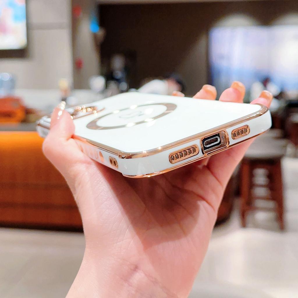 For iPhone 14 Pro Case Compatible with MagSafe Electroplated TPU Phone Cover Hollow Love Hearts