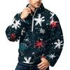 Men's Christmas Print Flannel Zip-Up Sweatshirt with Stand Collar, Plus Size Casual Top for Fall Winter