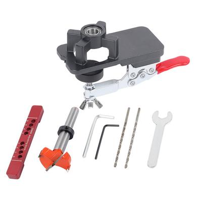 Cabinet Hinge Jig 35mm Concealed Hinge Drilling Set with Aluminum Alloy Hole Puncher Tool for Woodworking Door Applications