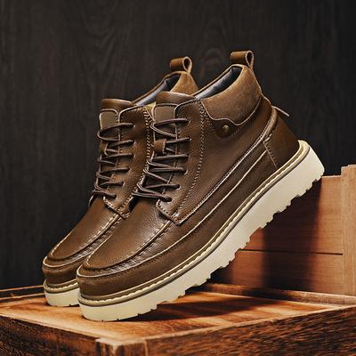 Mode Leder Schnürstiefel Outdoor Warme Plüsch Winterstiefel für Herren Motorrad Sneaker Stiefel Mode Neue Marke Herren Freizeitschuhe