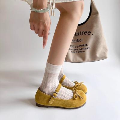 Flache Sohle, flacher Ausschnitt, einzelne Schuhe für Damen, neu für den Frühling, vielseitig, Rock, Ballett-Mary-Janes