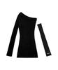 Instant Punk One-Shoulder Knit Mini Dress - Black
