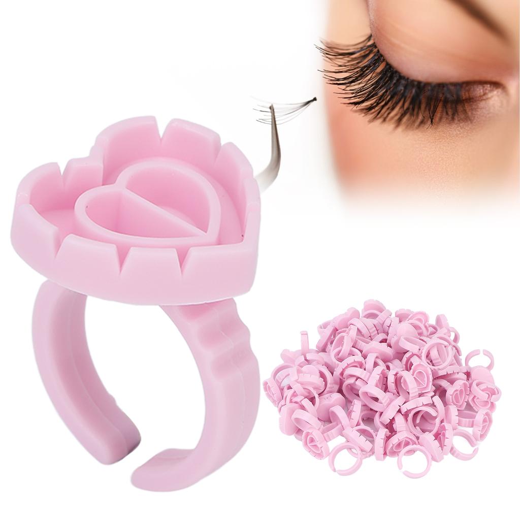 100pcs Disposable Lash Glue Holder Ring Cup Eyelash Extensions Quick Blossom Cups