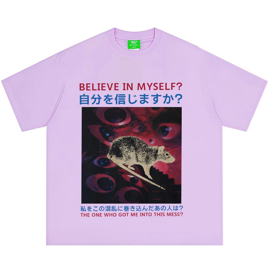 Believe In Myself Rat Japanese Style Surreal Horror Graphic TShirt Unisex Unisex Fashion Clothing Tshirt Loose Casual Tshirts