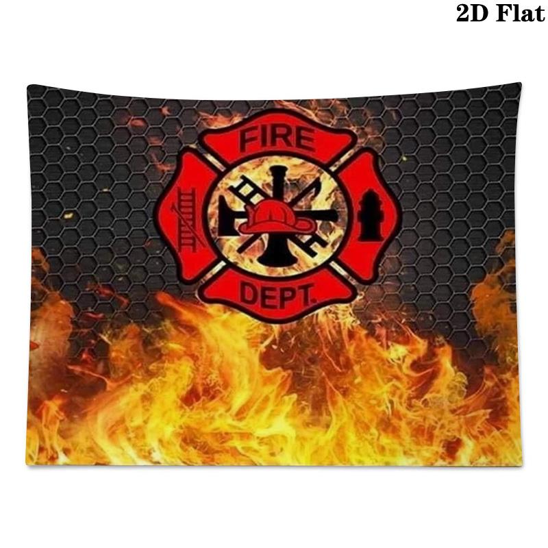 Firefighter Wall Tapestry Aesthetic Wall Hanging Printed Fabric Blanket Decorative Tapestries for Bedroom Living Room Home Decor