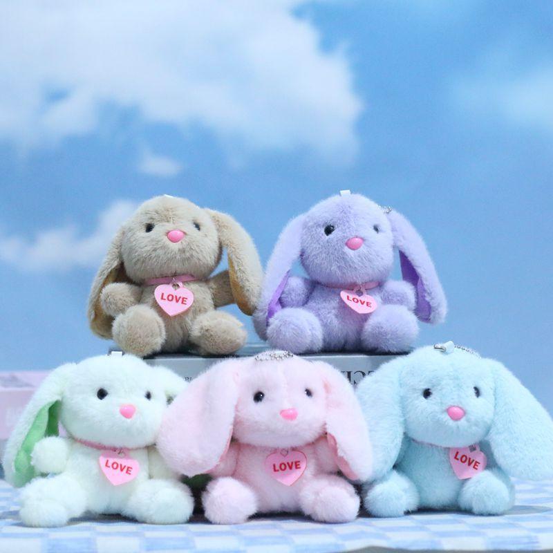 Plush Charming Pink Bunny Keychain Fluffy Heart Decor Soft Toy For Kids Adults And