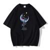 Moon Astronaut Pattern Men's Short Sleeves Cotton T-shirt Large Size Loose Tee