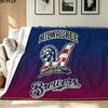 Milwaukee Brewers Print Flannel Blanket High Quality Warm Comfortable Cover for All Seasons Perfect for Gifts Home Decor